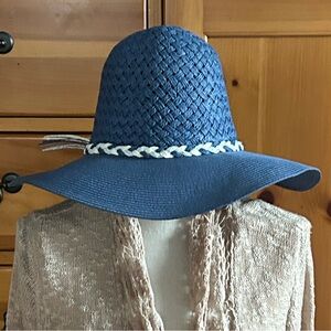 Blue Woven Sun Hat